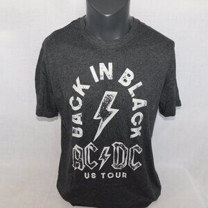 AC CD Band Tee Back In Black US Tour  Mens L Gray White Graphic T Shirt